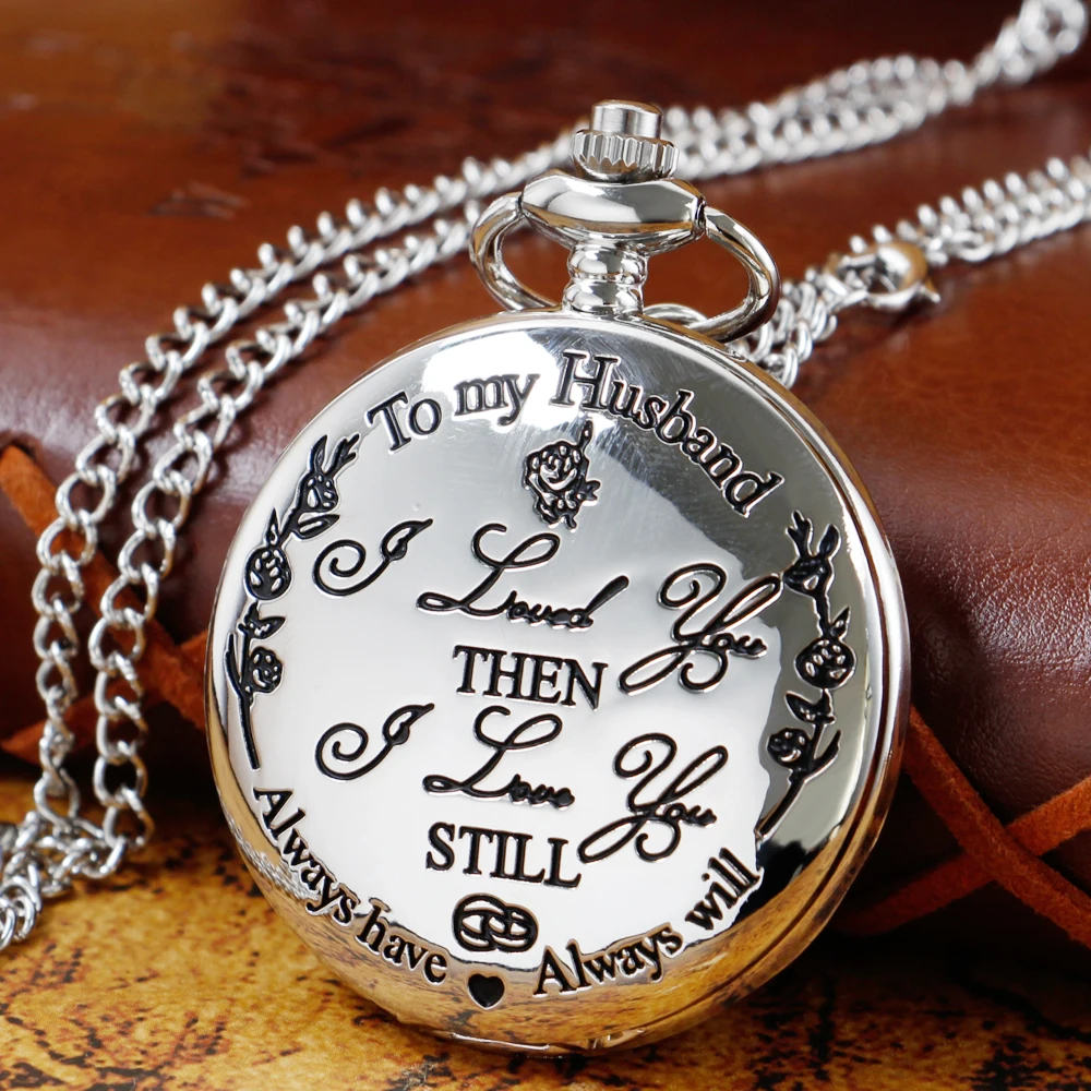 

Quartz Pocket Watch To My Husband I Love You Gift From Wife Boys Fob Watches Chain Birthday Timepiece Anniversary Gift