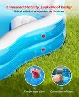 Large 80x80x27 Inch Inflatable Swimming Pool with 2 Seats and Backrests for Family Fun in Backyard, Garden, Outdoors 4
