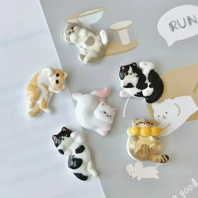 Adorable Resin Cat Cartoon Fridge Magnet with Strong Magnetic Force