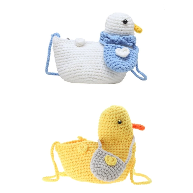 

Женские сумки через плечо с героями мультфильмов и в форме утки, вязаные сумки на плечо в форме утки, милые вязаные крючком с