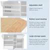 Kitchen lsland Cart,Kitchen Island Table with StorageSolid Wood Desktop,Microwave Cabinet,Floor Standing Buffet Server Sideboard 3