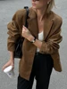Vintage Women Loose Suede Jackets 2024 Fashion Ladies Oversize Brown Faux Leather Outfit for Female HighStreet Chic Clothes Cute 1