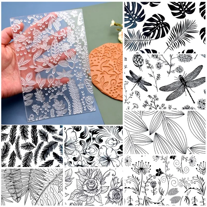 도예DIY 진더젠 도자기를 위한 점토, DIY 폴리머 클레이 조각, 어린이용 수제 도자기, 구워지지 않은 하이 화이트 클레이, 500g 9 SNASAN 잠자리 폴리머 클레이 질감 스탬프 시트, 여름 패턴, DIY 개별 디자인, 엠보싱 아트 클레이, 도자기 도구 공급