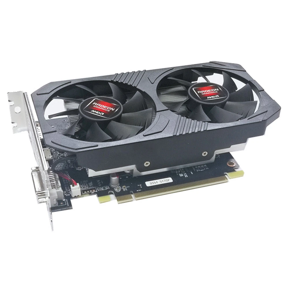 video card for pc AMD RX550 4GB DDR5 graphics card, 128-bit graphics card with dual cooling fans DVI-D interface and HDMI interface video card in computer