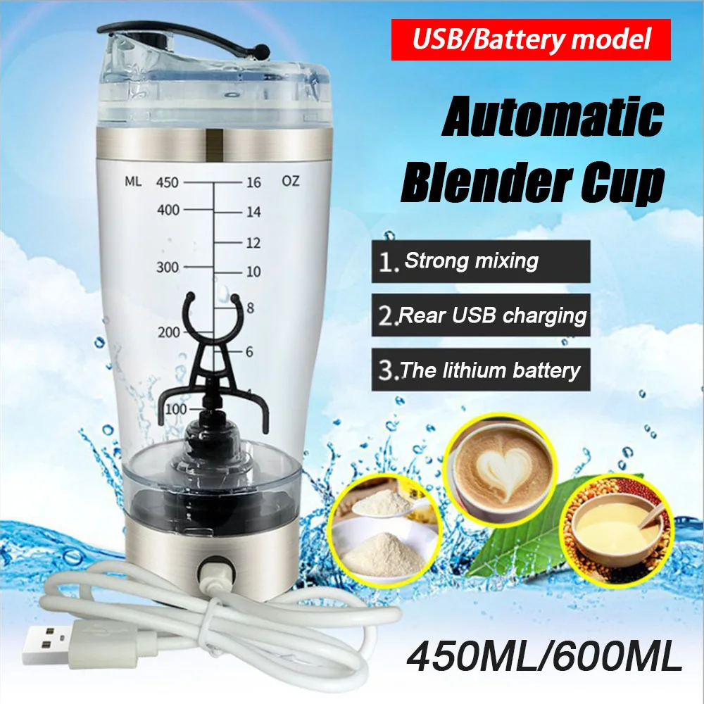 LNGOOR Electric Protein Shaker Mixing Bottle 450ml Usb Rechargeable Protein  Mixing Bottle Portable Leakproof Automatic Vortex Mixer Cup