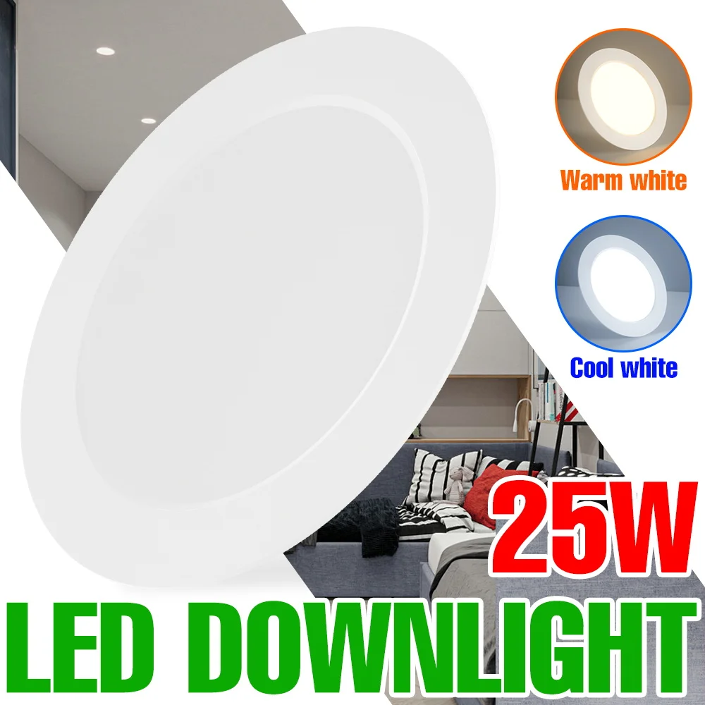LED Ceiling Lamp Recessed Round Downlight 25W 5W 10W 15W 20W 220V Indoor Spotlight WarmCold White Lighting For Home Living Room