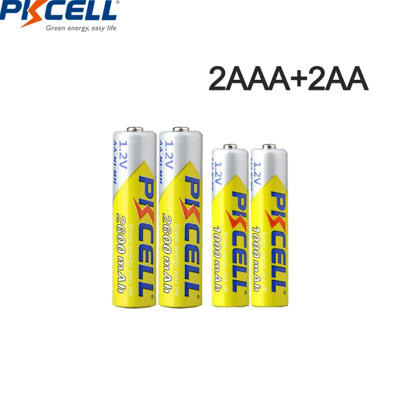 Rechargeable Nickel Metal Hydride Batteries 4Pcs 2600mAh AA 4Pcs 1000mAh AAA 1.2V NI-MH For Camera Toy