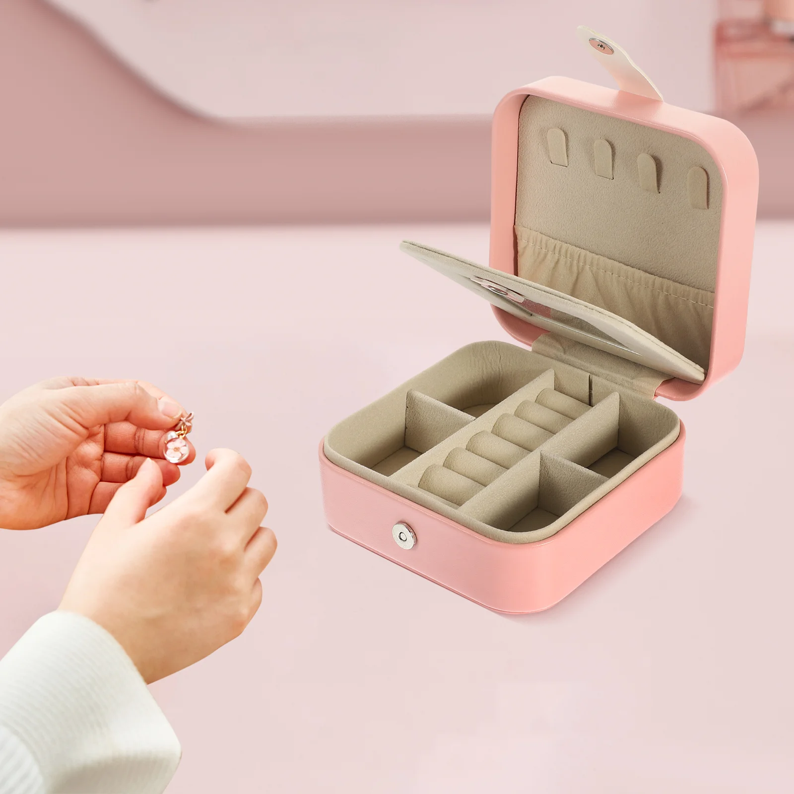 

Jewelry Organizer Case Portable Jewelry Box For Travel Jewelry Case With Mirror Jewelry Organizer