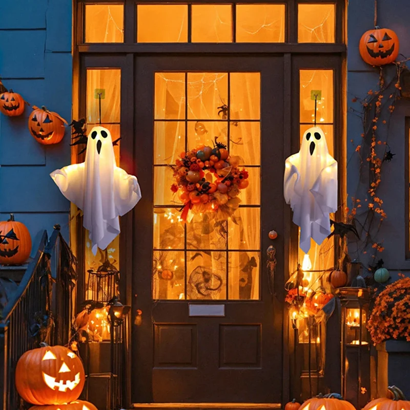 Description Picture 4 of itemHalloween Party LED Glow Ghost Home Indoor Outdoor Decoration Supplies 2024 Haunted House Bar Hanging Horror Props with Lights