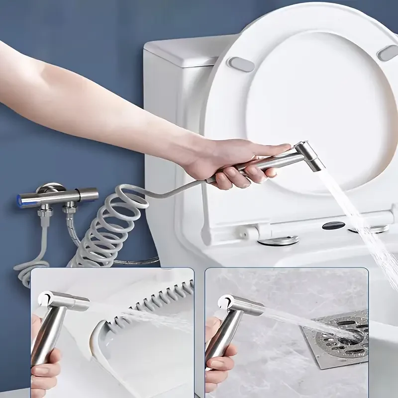 304 stainless steel toilet companion dual-function water outlet angle valve bathroom bidet sprayer booster kit