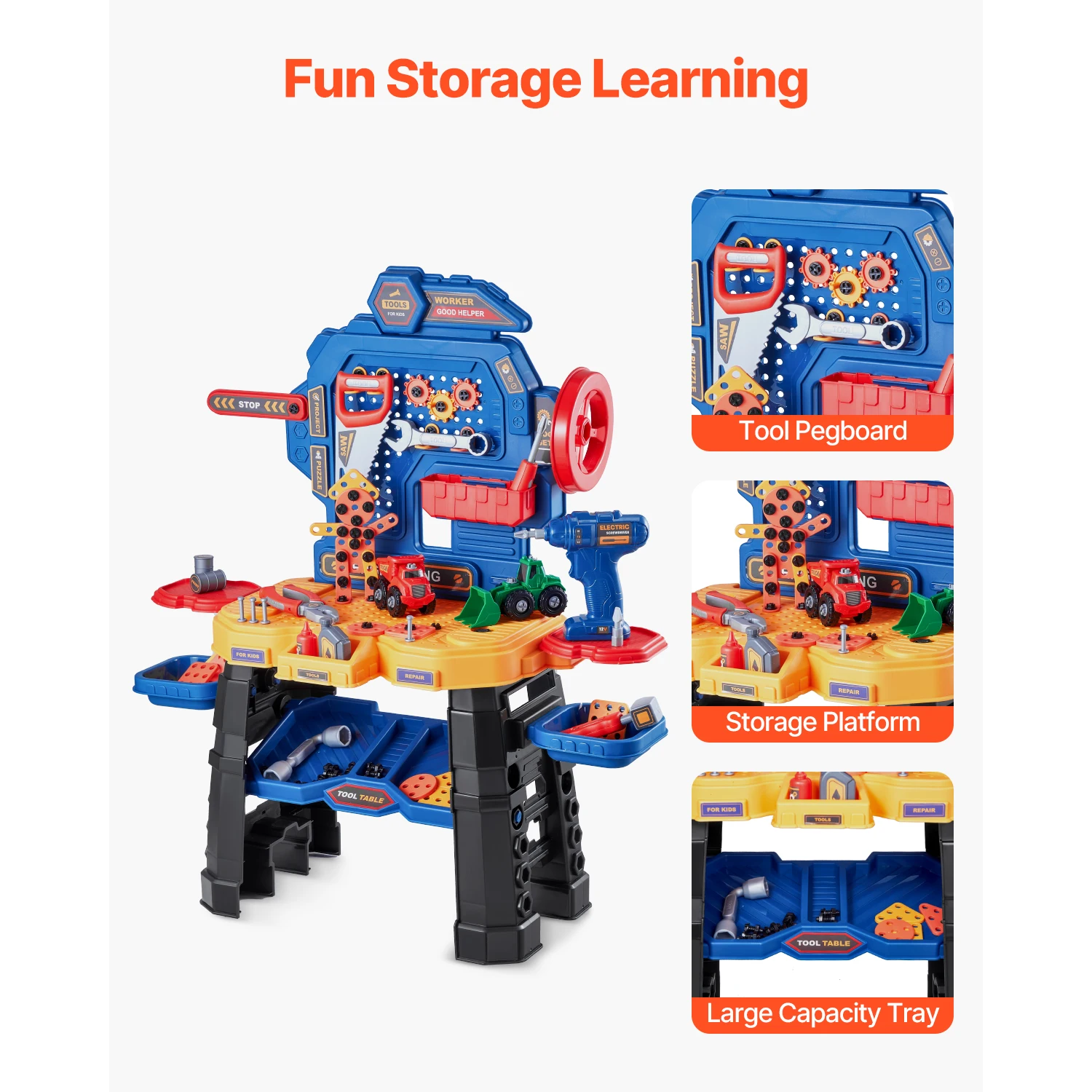 Kids Tool Bench Set with Toy Tools and Puzzle Blocks