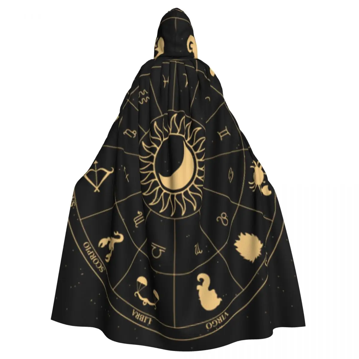 

Adult Halloween Astrological Zodiac Cloak Cape Hooded Medieval Costume Full Length Dress Coat