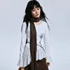 Genayooa Y2k Print T Shirt Women Chic White Irregual Graphic Tops 2000s Japanese Fairycore Vintage Tshirts Retro Grunge Tops Tee 5