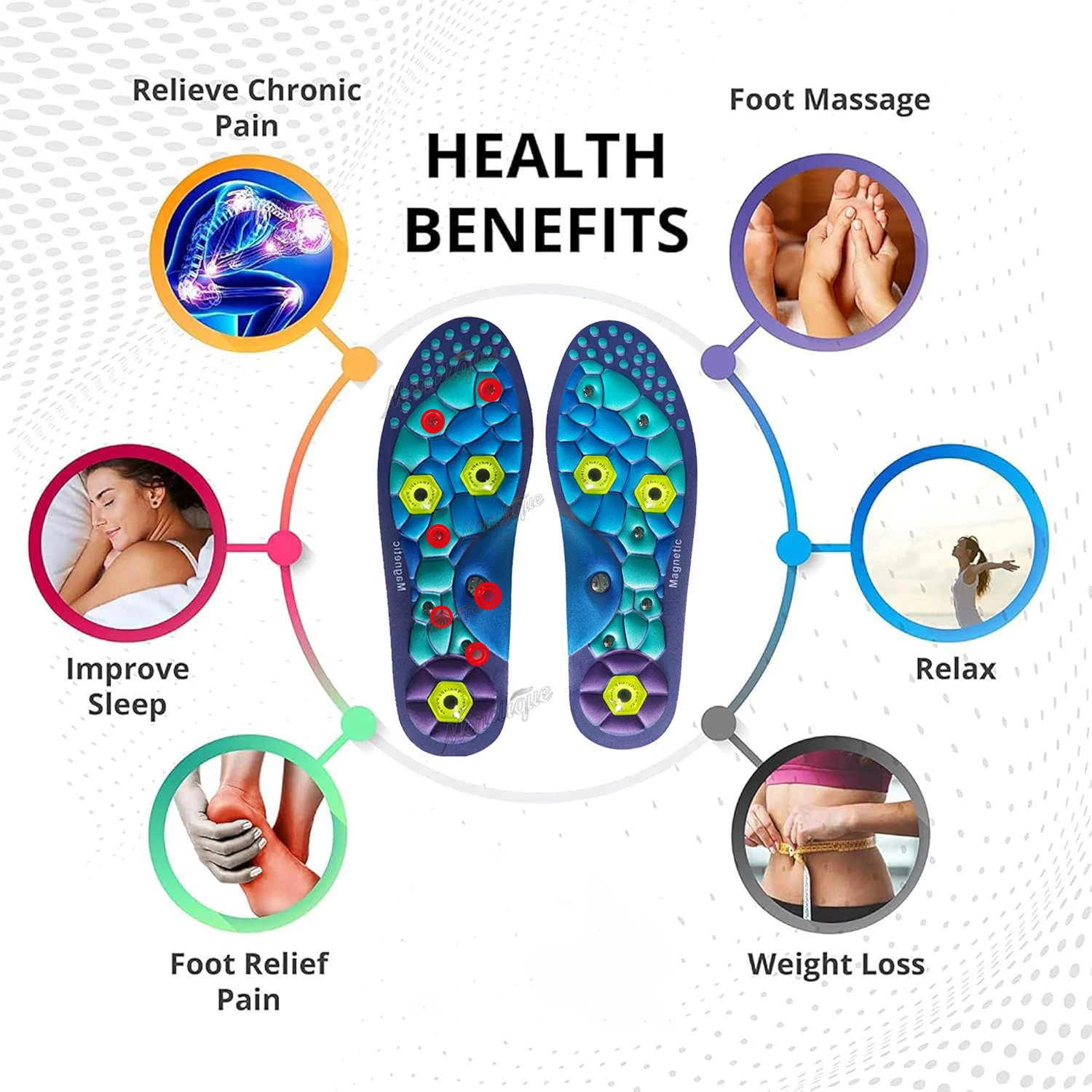 1 Pairs Magnetic Therapy Massage Insoles Arch Support Sports Insole Foot Health Care Shoe Pads for Relieve Fatigue Foot Training