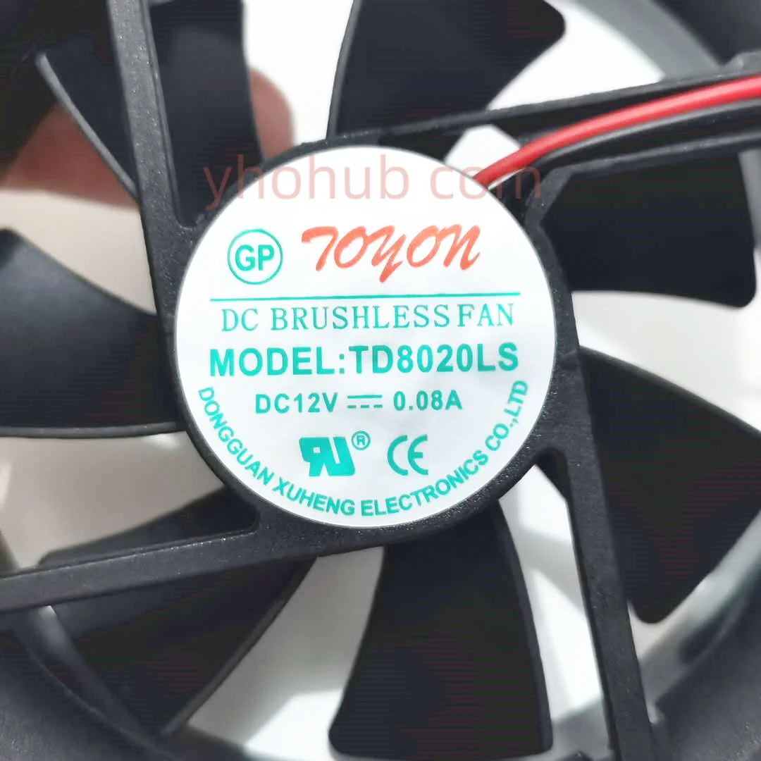 fios da c.c. 12v 0.08a de toyon td8020ls 80x80x20mm