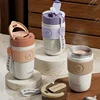 Travel Thermal Mug Ceramic Liners 316 Stainless Steel Thermo for Coffee Long-lasting Heat Preservation with Straws Water Bottle