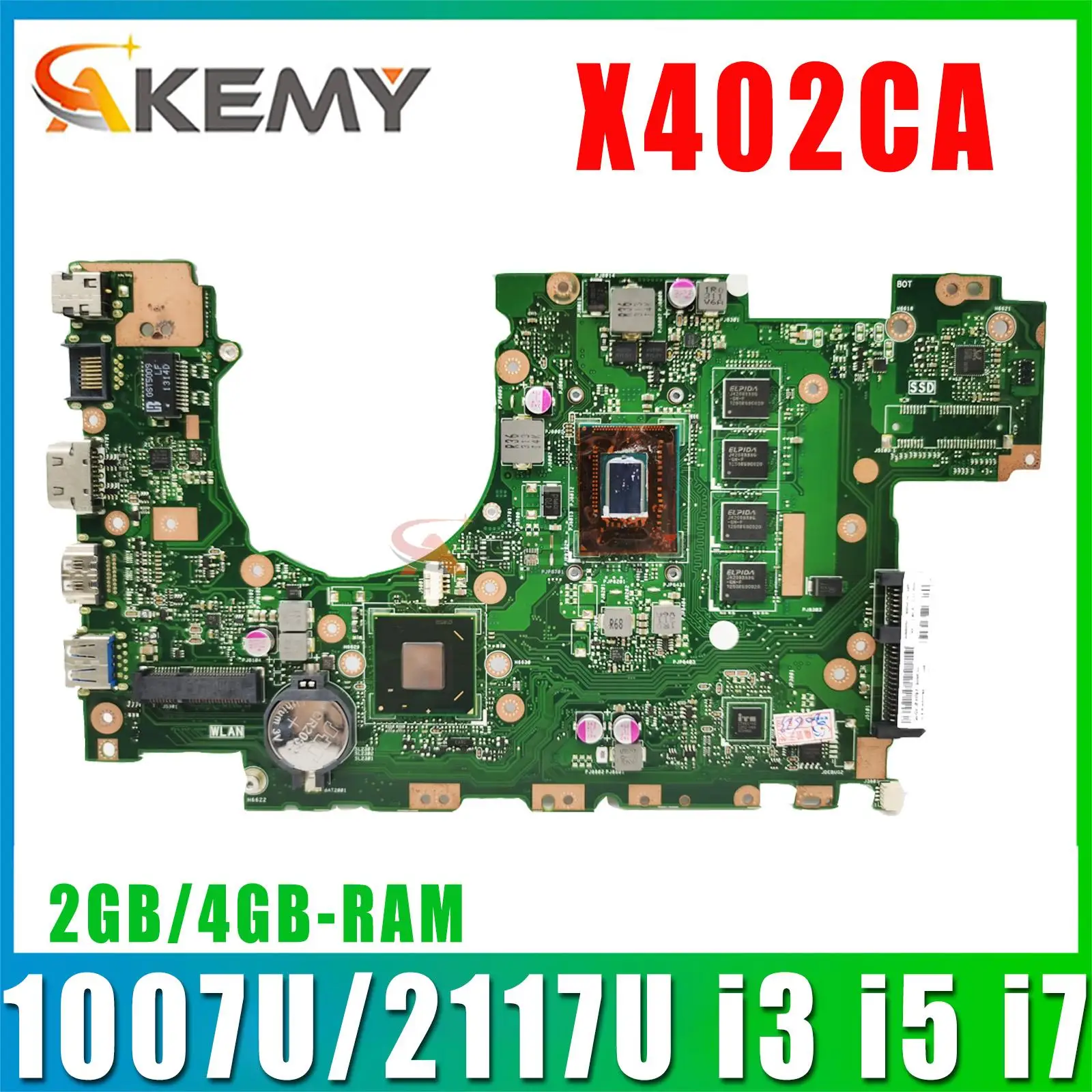 

Mainboard For ASUS X402C X502C X402CA X502CA F402CA F502CA Laptop Motherboard 1007U/2117U i3 i5 i7 3th Gen 2GB/4GB-RAM