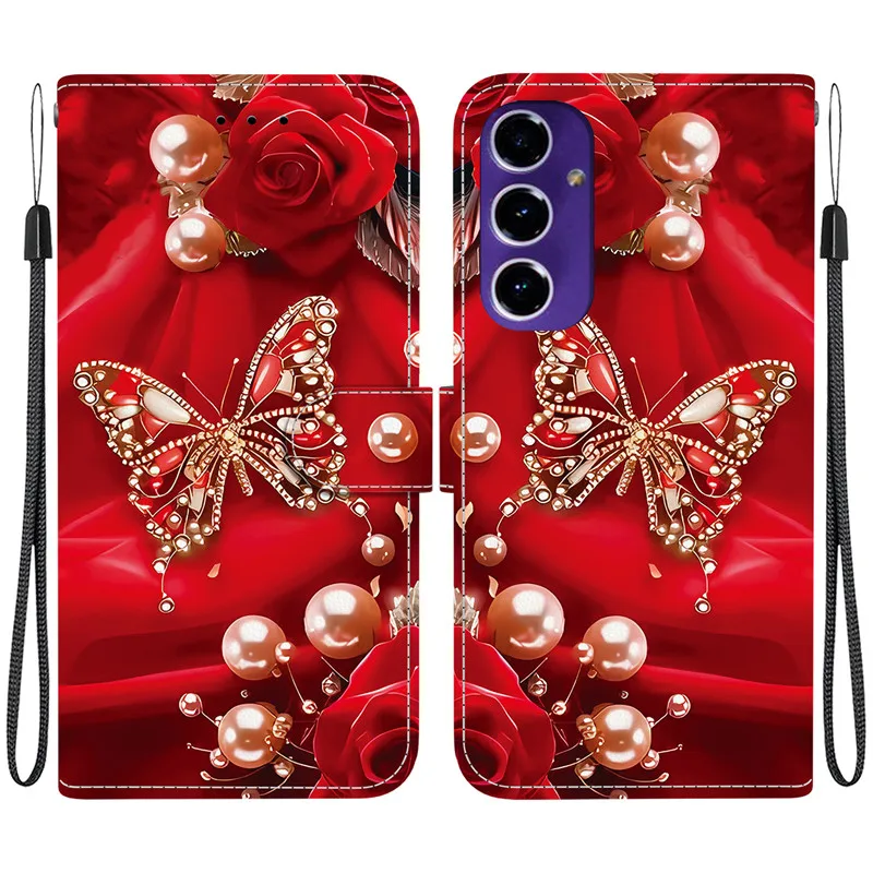 Elegant Colored Flower Wallet Phone Case with 3D Pattern and Magnetic Flip Leather Cover