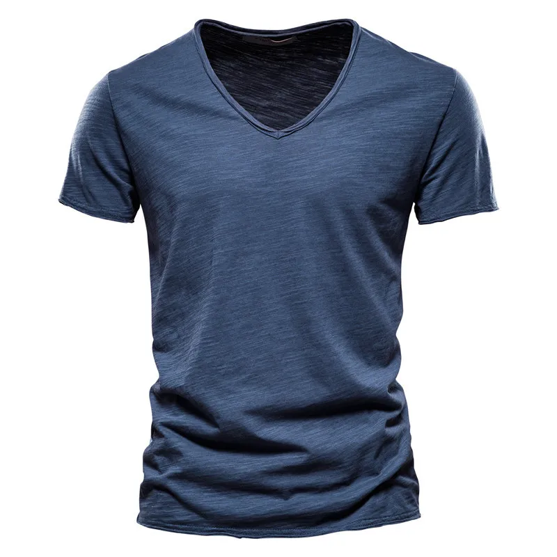 

Y2K 100% Cotton Short Sleeve Tshirt Trendyol Men Brand Quality V Neck Fashion Slim Soild Tshirts Male Tops Tees Camisetas Hombre