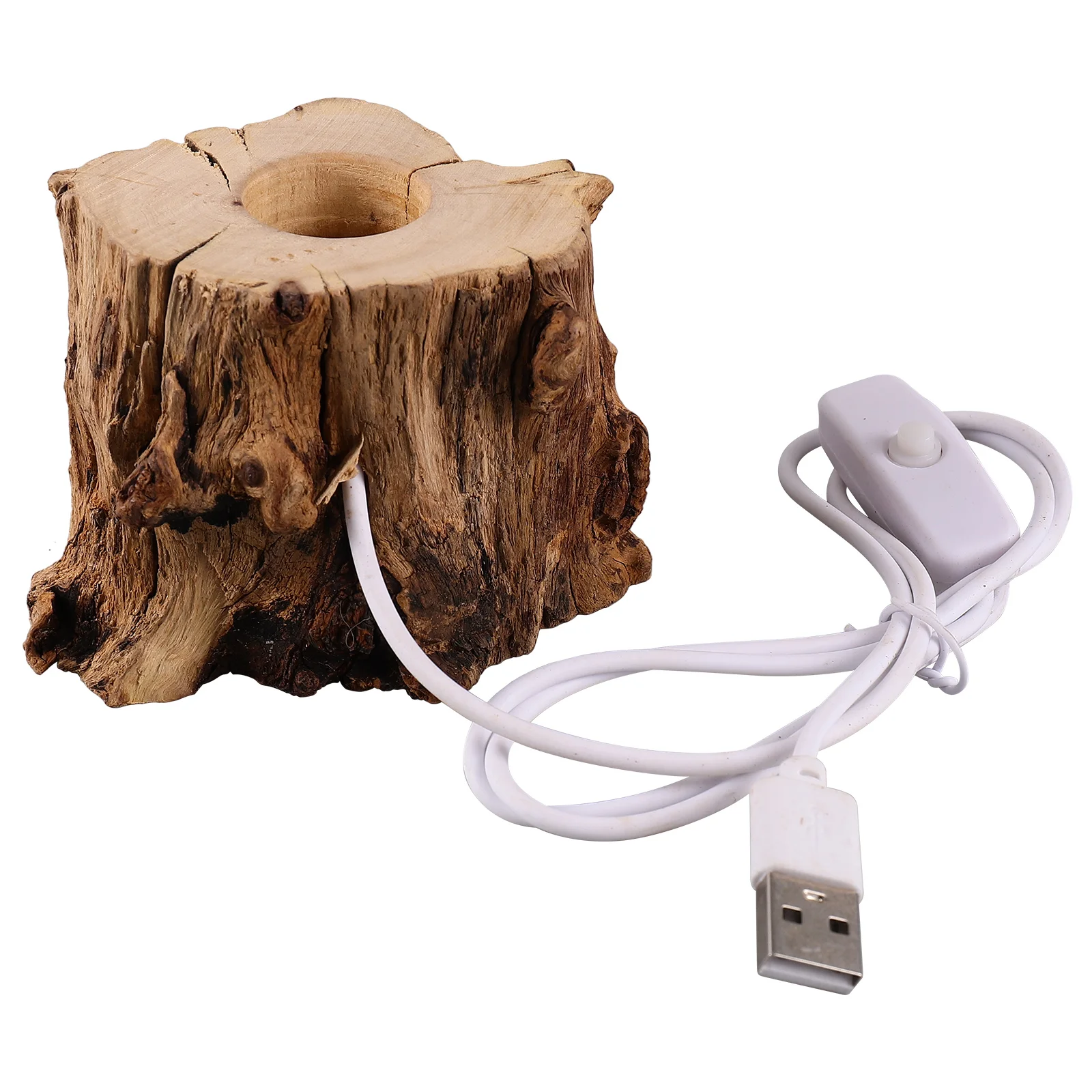 

Wooden Crystal Ball Stand Stump Shaped Night Light Stand USB Charging LED Light Holder