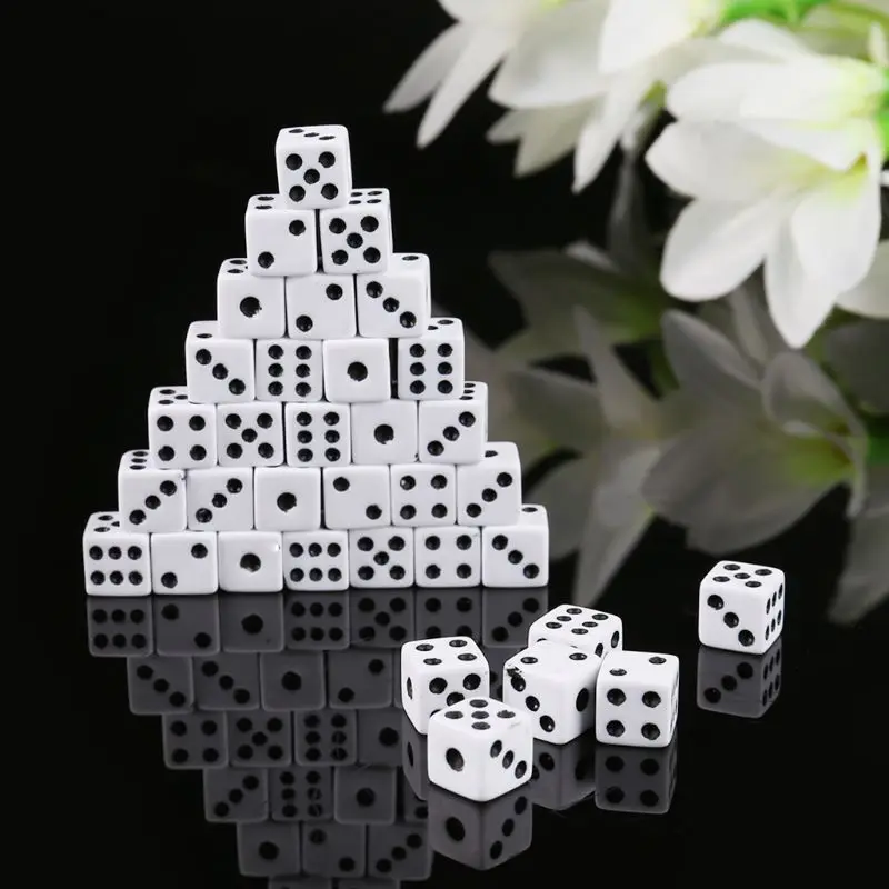 

100pcs 8mm Plastic White Game Dice Six Sided Decider Birthday Parties Board Game Dice Beads for Games,Dice Beads,Table Game Dice