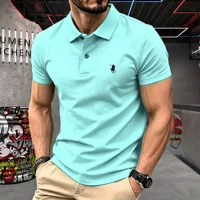 Polo homme 100 % coton pur, marque haut de gamme 2026, manches courtes, broderie poney, mode été, luxe, haut de golf, t-shirt décontracté 1