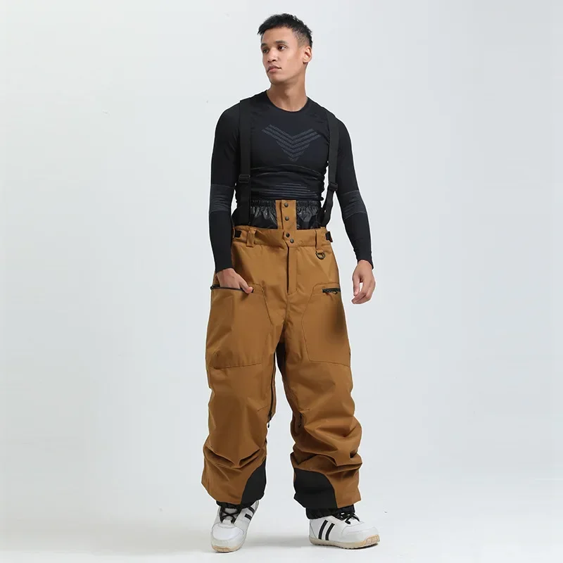 Skiing Pants GSOU SNOW Ski Pants Straps Single and Double Board Windproof and Waterproof for Men