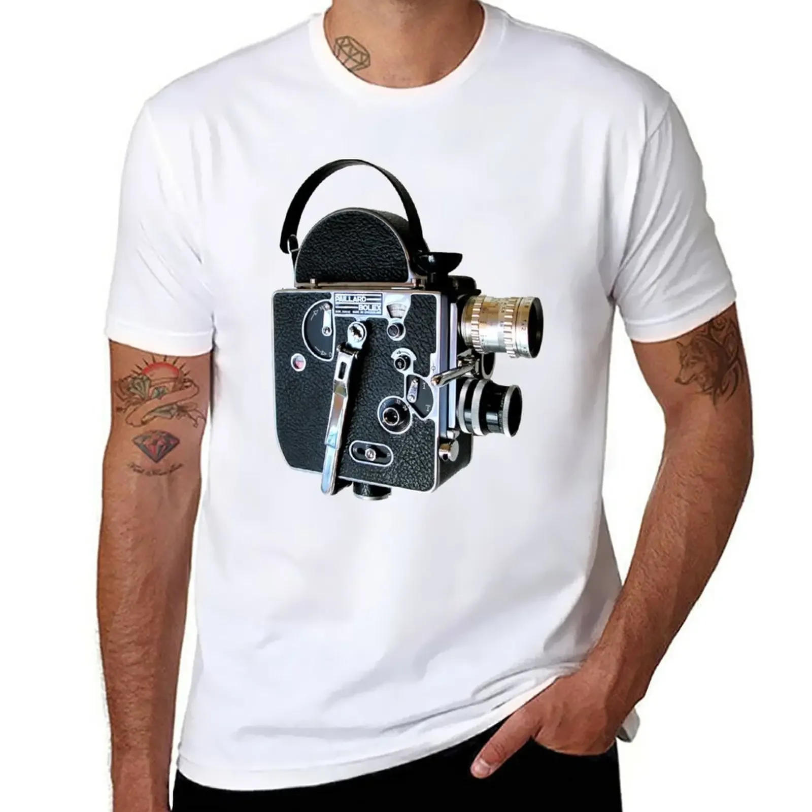 Vintage Bolex 16Mm Film Camera T-Shirt Estate Top Customizeds Plain White T-Shirt Uomo
