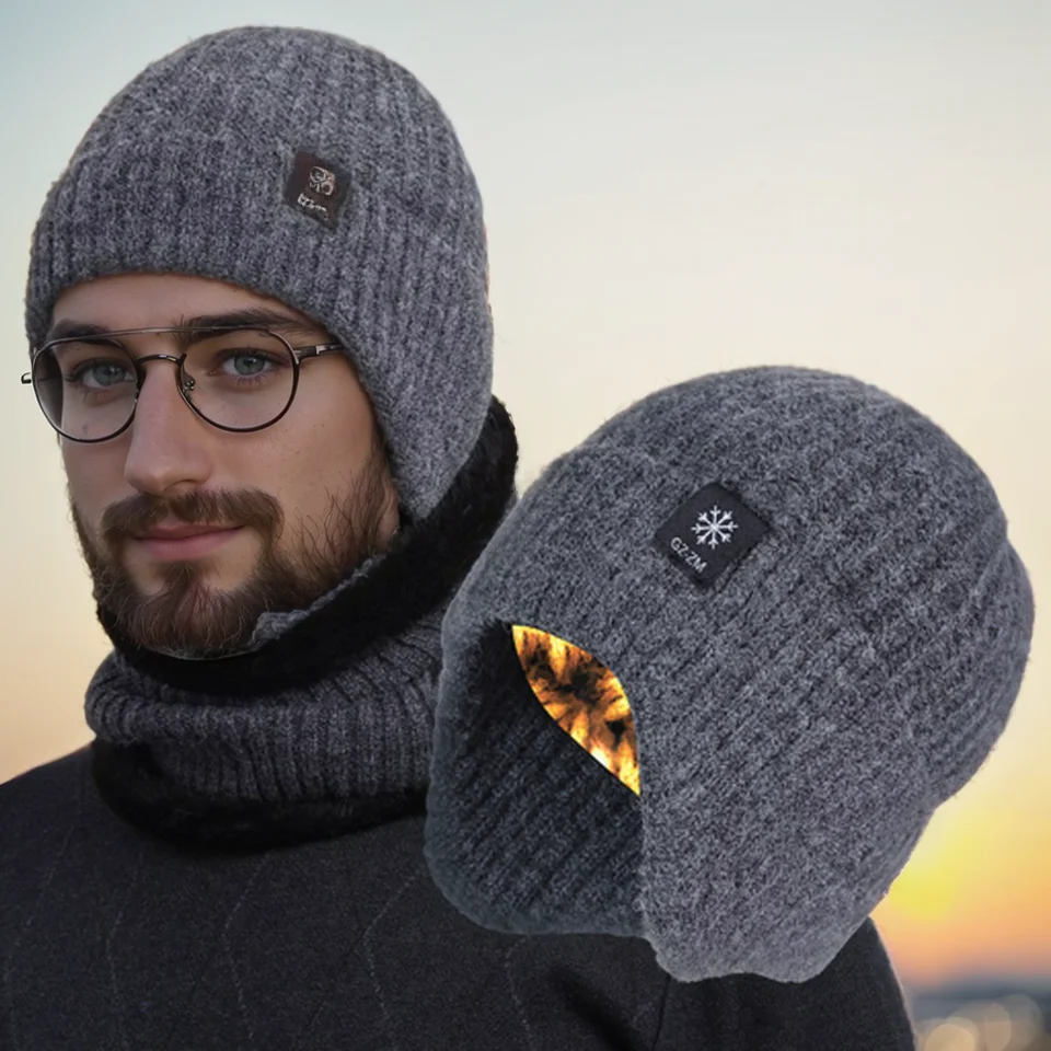 LOOGDEEL Winter Outdoor Fleece Hat Men Women Motorcycles Warmth Ear Protection Thick Knitted Cycling Cap Windproof Headwear polar fleece caps knitted hat knitted cap knitted beanie winter hat