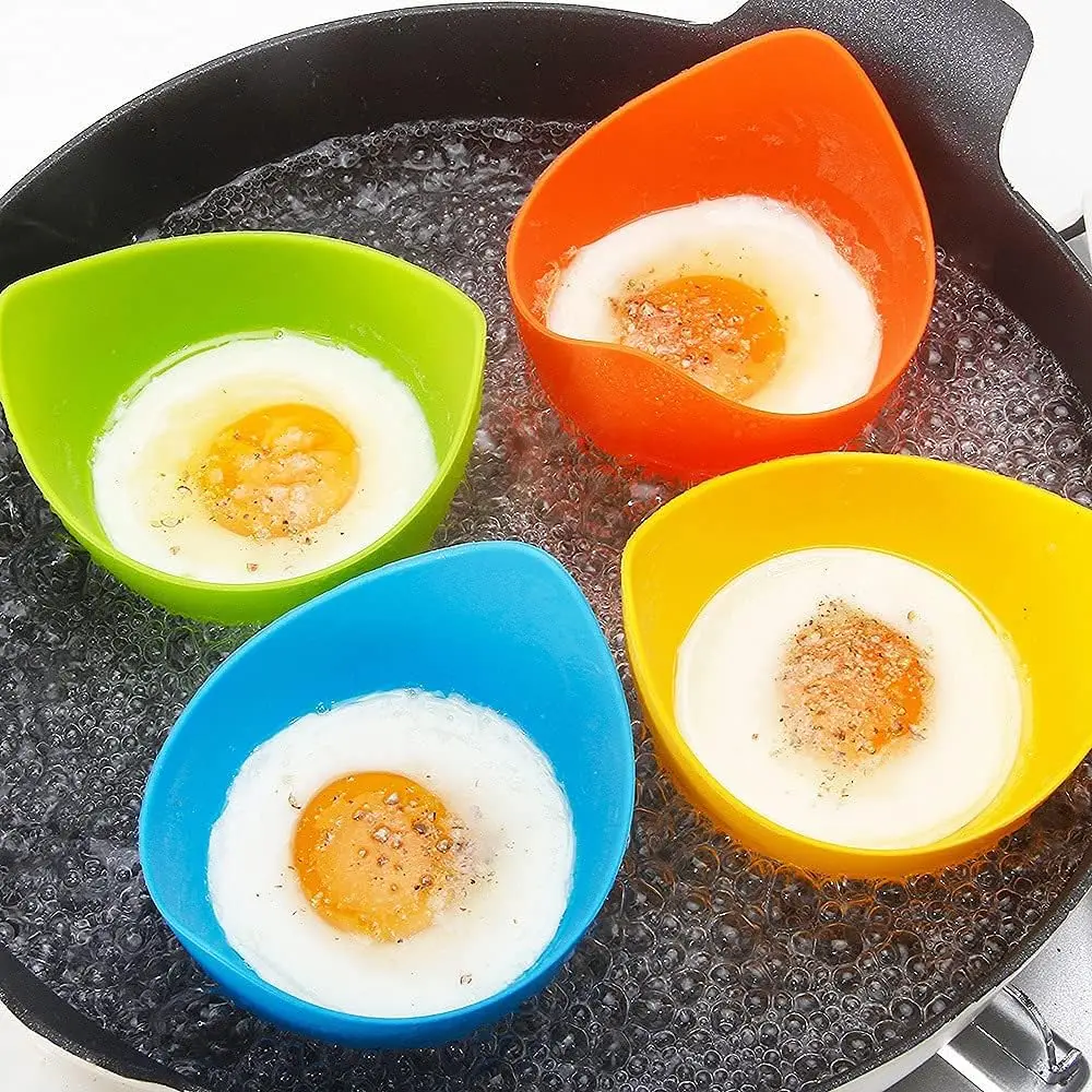 Silicone Egg Poachers Cups Egg Boiler Mold Cup Poaching Cups Ring for Microwave Air Fryer Stovetop Cooking Tool