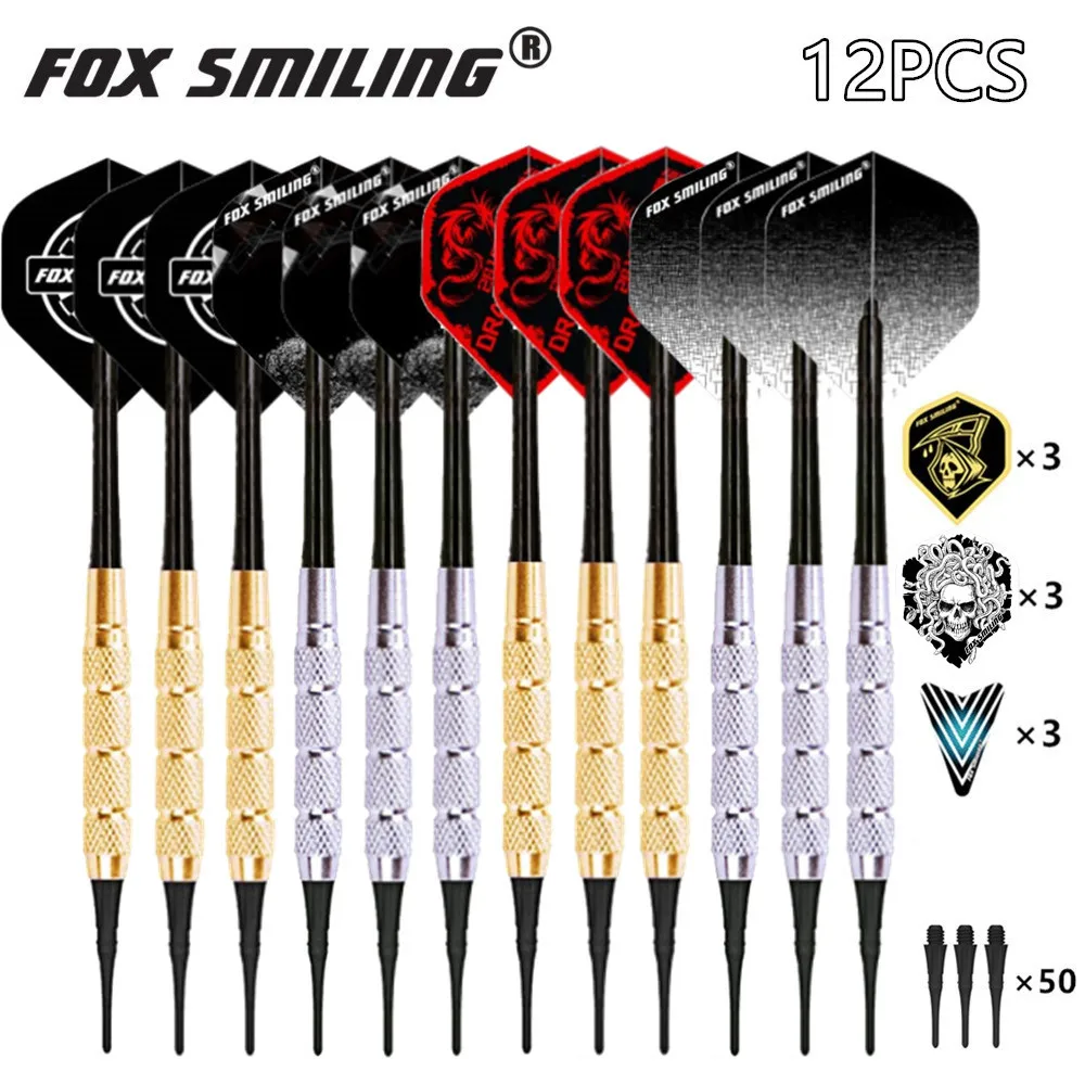 12PCS Fox Smiling 18g Electronic Soft Darts With Nylon Darts Tips