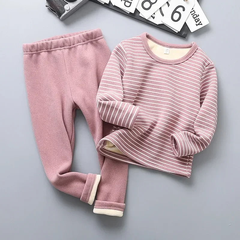 Children Clothes Children Underwear Suits Warm Plush Pajamas Baby Boy Girls Pyjamas Autumn Winter Kid Thicken Toddler Sleepwear 4 5 Years Clothes Sets