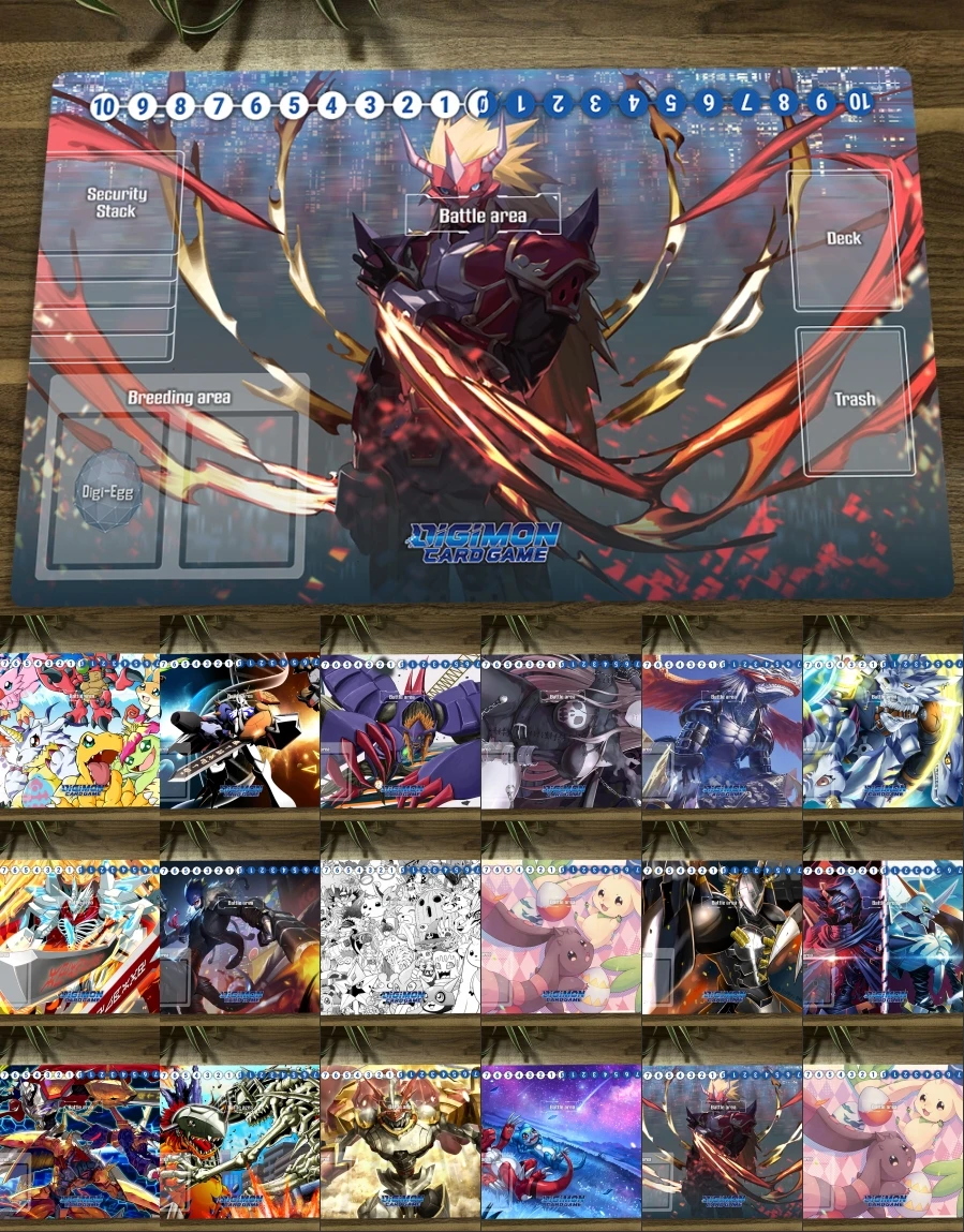 보드 게임 디지몬 Playmat Omegamon Agnimon Terriermon 메탈 그레이 몬 DTCG TCG CCG 트레이딩 카드 게임 매트 마우스 패드 데스크 매트 & 가방