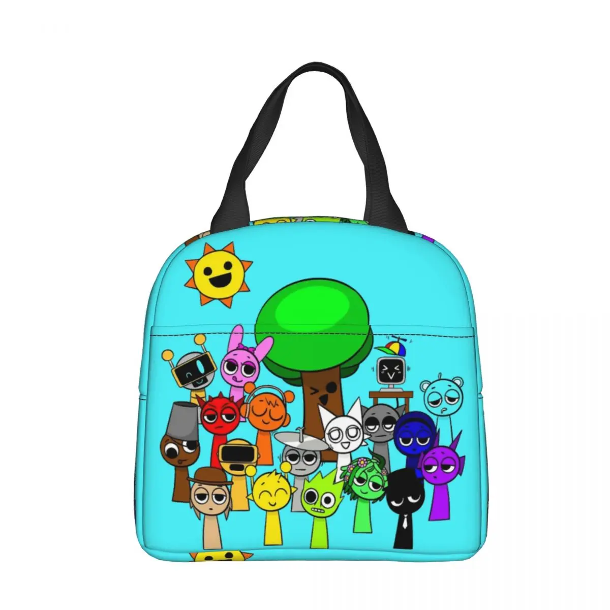 Incredibox Sprunki Music Game Insulated Lunch Bags Thermal Bag Reusable Large Tote Lunch Box Bento Pouch College Outdoor