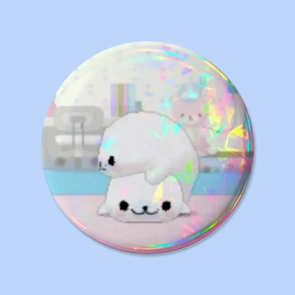 Niedliche M-Mamegoma Seal Meme Anstecknadeln, runde kreative Broschen, Taschen-Deko-Accessoires, Geschenke für Fans und Freunde – Detail 10