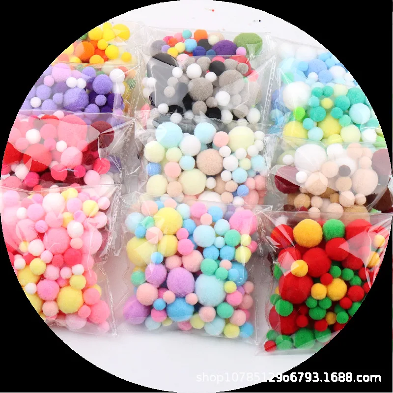 Pom Poms Craft Supplies Fluffy Ball Accessories Multi Size 20g 10mm To 30mm For DIY Wedding Decoration