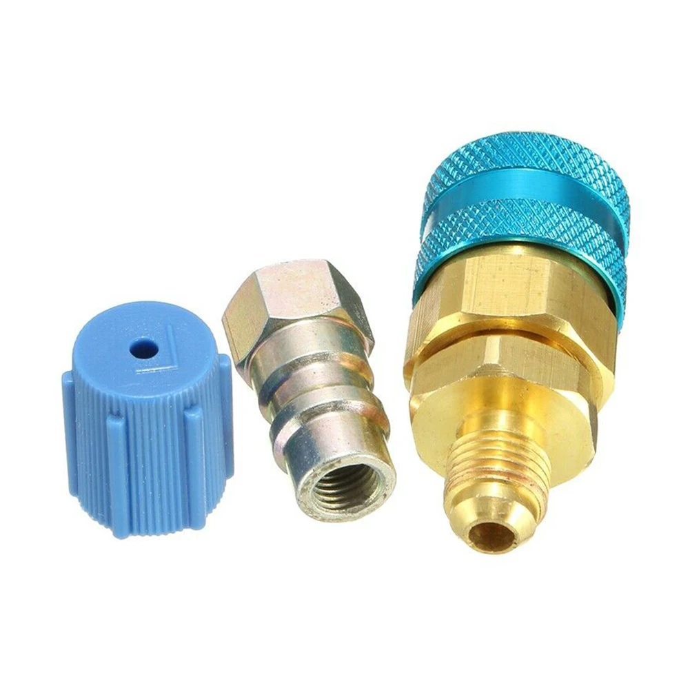 

2pcs Car A/C Air Condition Low/High R134 Blue+Red Quick Coupler(With Cap) Extension Adapters For Type A/C Manifold Gauge (R134A)