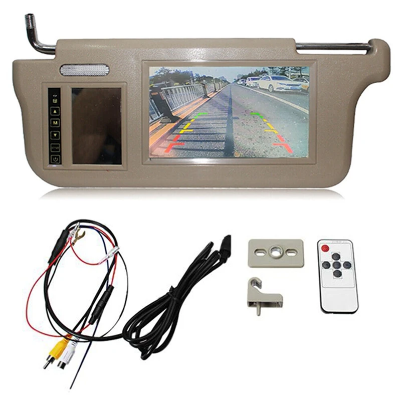 

7Inch Beige Car Left Sun Visor Rear View Mirror Screen LCD Monitor 2 Channel Video Replacement Parts Accessories