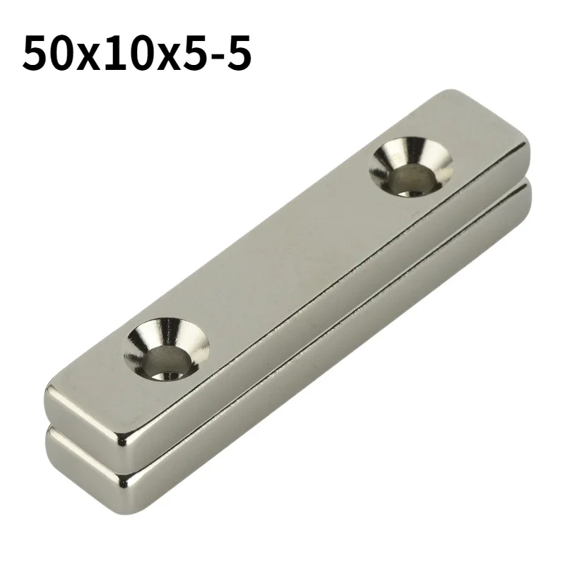 

Neodymium Magnet 50x10x5mm Double Hole 5mm N35 Block Countersunk Rectangle Rare Earth Strong Powerful Magnets 50*10*5-5-5mm