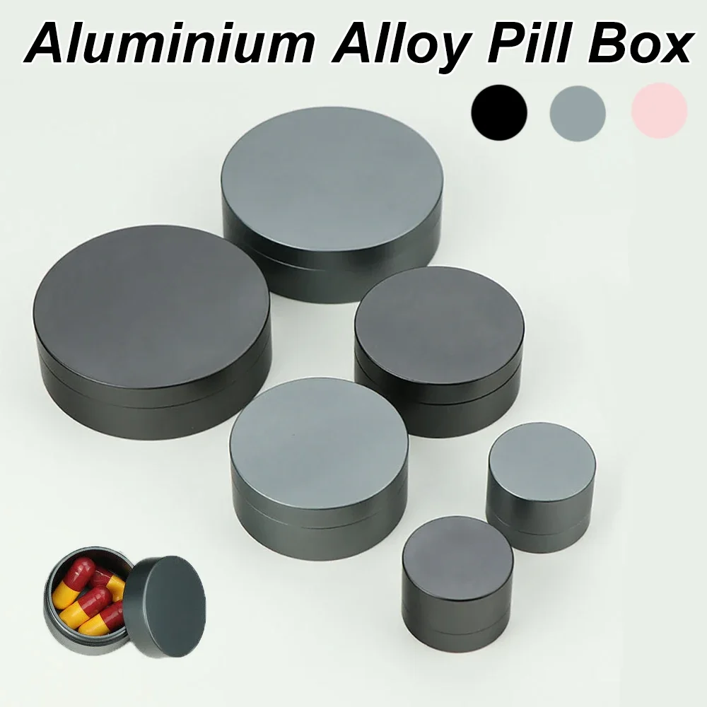 Portable Daily Pill Case Aluminium Alloy Round Pill Box Waterproof Travel Organizer Mini Container Outdoor Camping Working