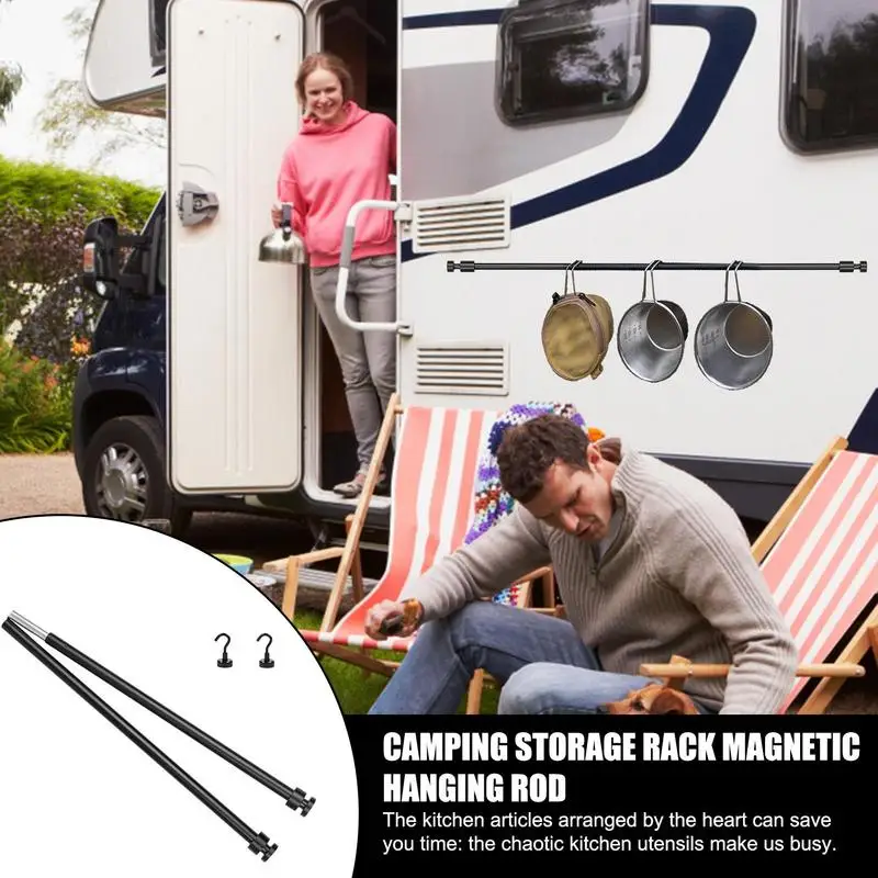 Barre De Suspension Magnétique Jotekonoby - Aluminium, Crochets Inox - Pour Table Camping, Frigo, Porte