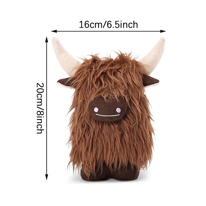 Simulation Highland Cow Plush Animal Doll Soft Stuffed Kawaii Kids Baby Gift Farmhouse Home Room Decor