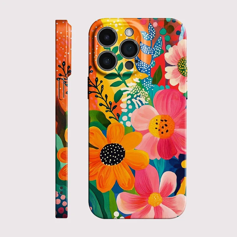 Elegant Floral Shockproof Phone Case with Hard PC Bumper Cover
