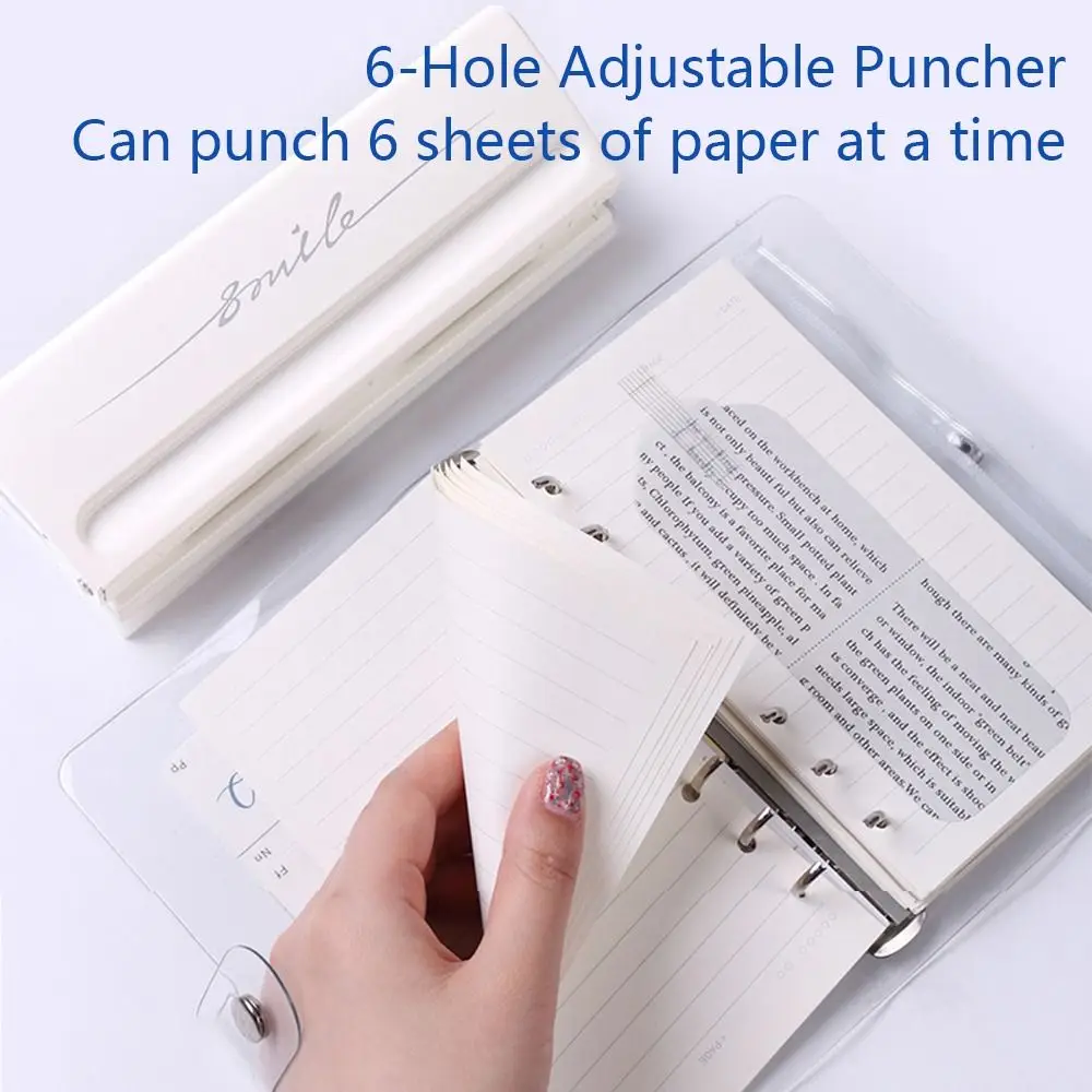 6Hole Adjustable Puncher Paper Cutter Punch for A7 A6 A5 B5 DIY Loose Leaf  5.5mm Hole Punch Machine Six Ring Binding Accessories - AliExpress