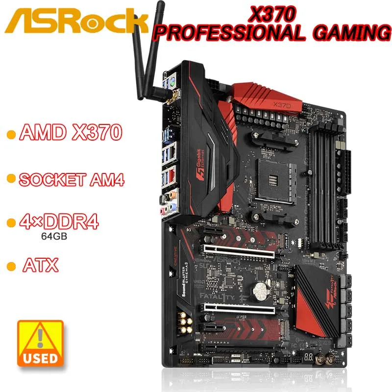 Scheda Madre Amd X370 Asrock Fatal1Ty X370 Presa Da Gioco Professionale Am4 4 X Ddr4 64Gb Pci-E 3.0 M.2 Usb3.1 Atx