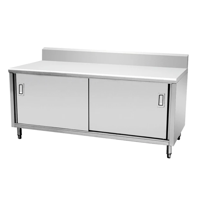 Commercial Kitchen Storage Cabinet Stainless Steel Multipurpose Work Table for Hotels and Bars Gas Heating Wood Material