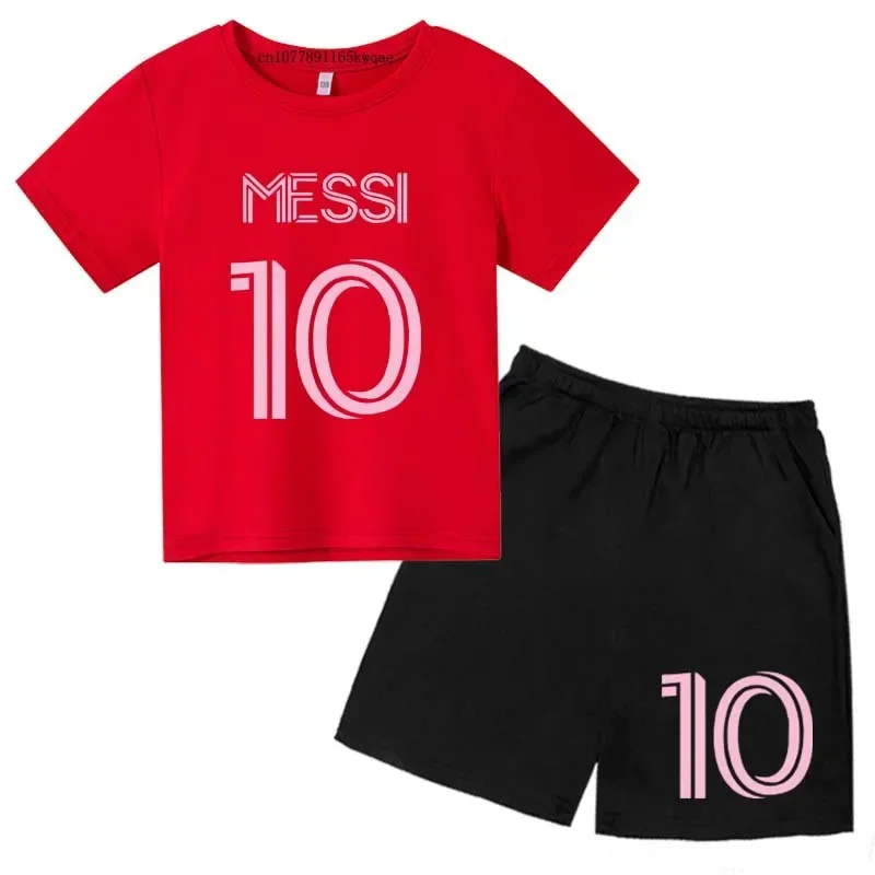 thumbnail image 1 of Conjuntos de 2 camisetas y pantalones con estampado de Super Soccer Star No. 10 para niños de 3 a 14 años, ropa de calle para niños y niñas, 1 of 5
