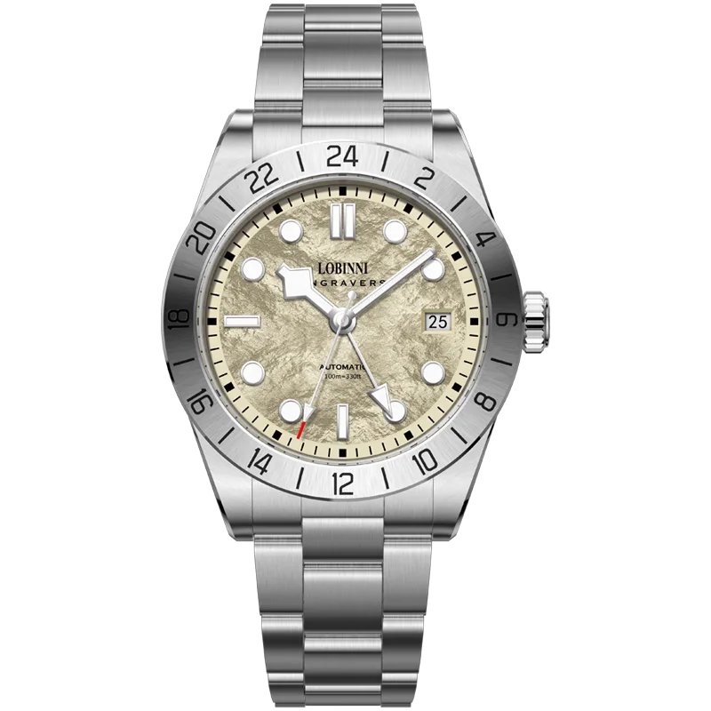 

Lobinni Men Luxury Watch 40mm GMT Automatic Mechanical Wristwatch Diver 100M Waterproof C3 Luminous Sapphire Steel Bezel NH34