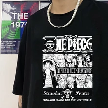 

Women's T Shirt Anime One Piece Print Short Sleeve Oversize T-shirt Harajuku Street Tops Tshirt Male Women Hip Hop Woman T Shirt