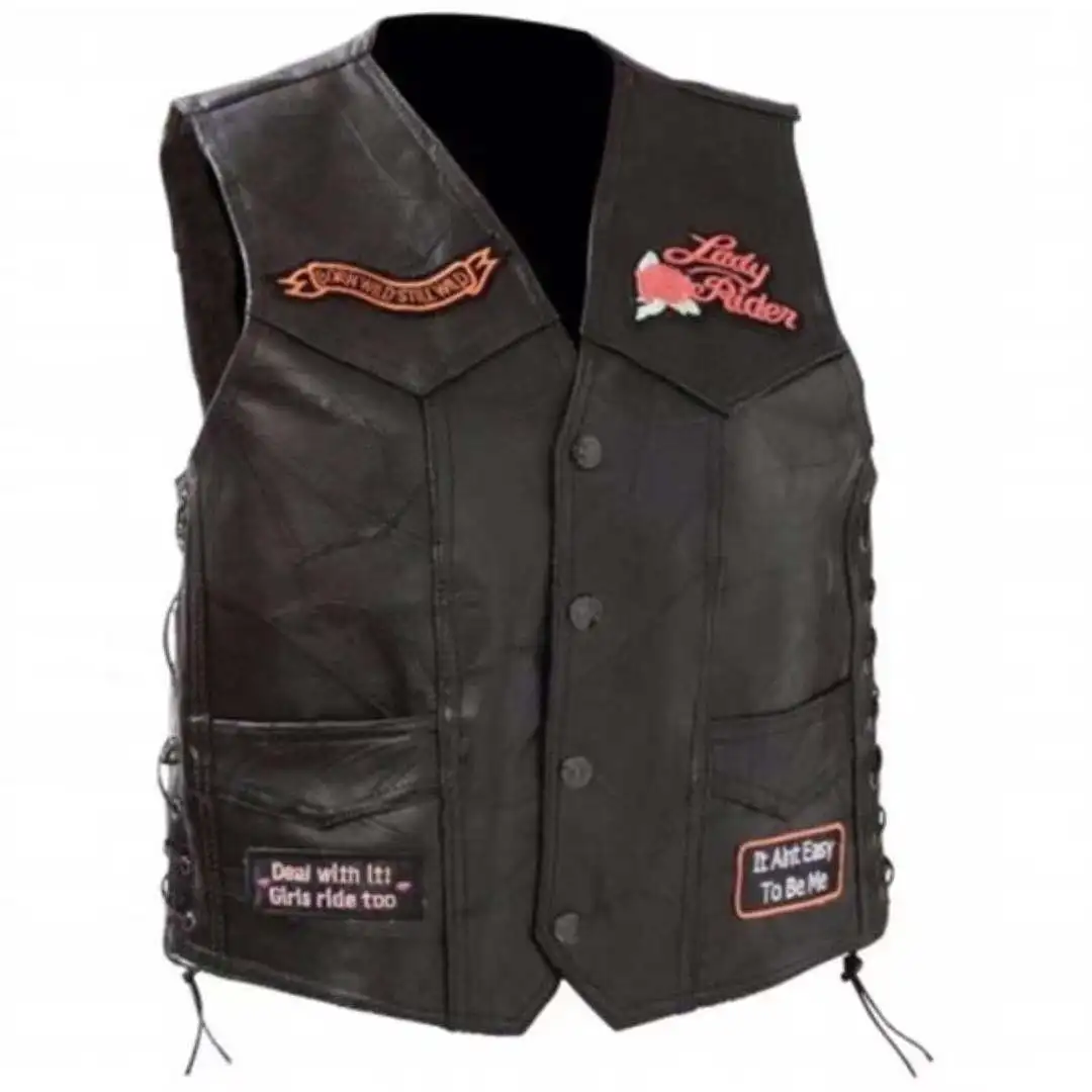 Motorcycle Vest Riding Stitching Sheepskin Vest Men's Women's Leather Vest Men Clothing